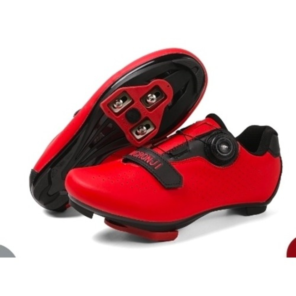 Mcronji Road Cycling Shoes Red Black MOZ Dial 3-Bolt Cleats EU 41 US Men 8